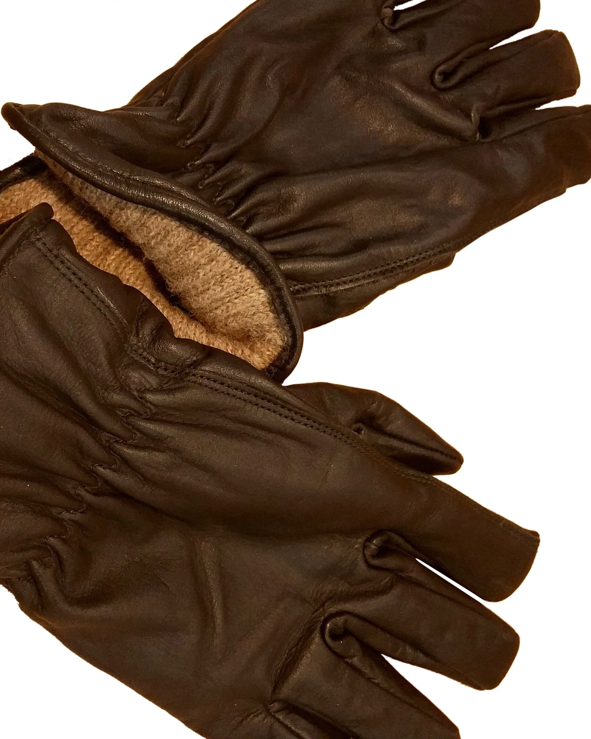 Alpaca Knit-Lined Genuine Cowhide Leather Gloves to XXL Sizes