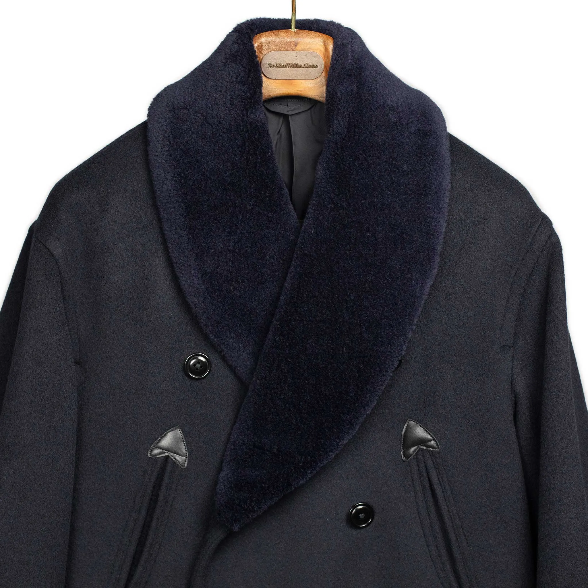 Beaver Mackinaw coat in navy wool