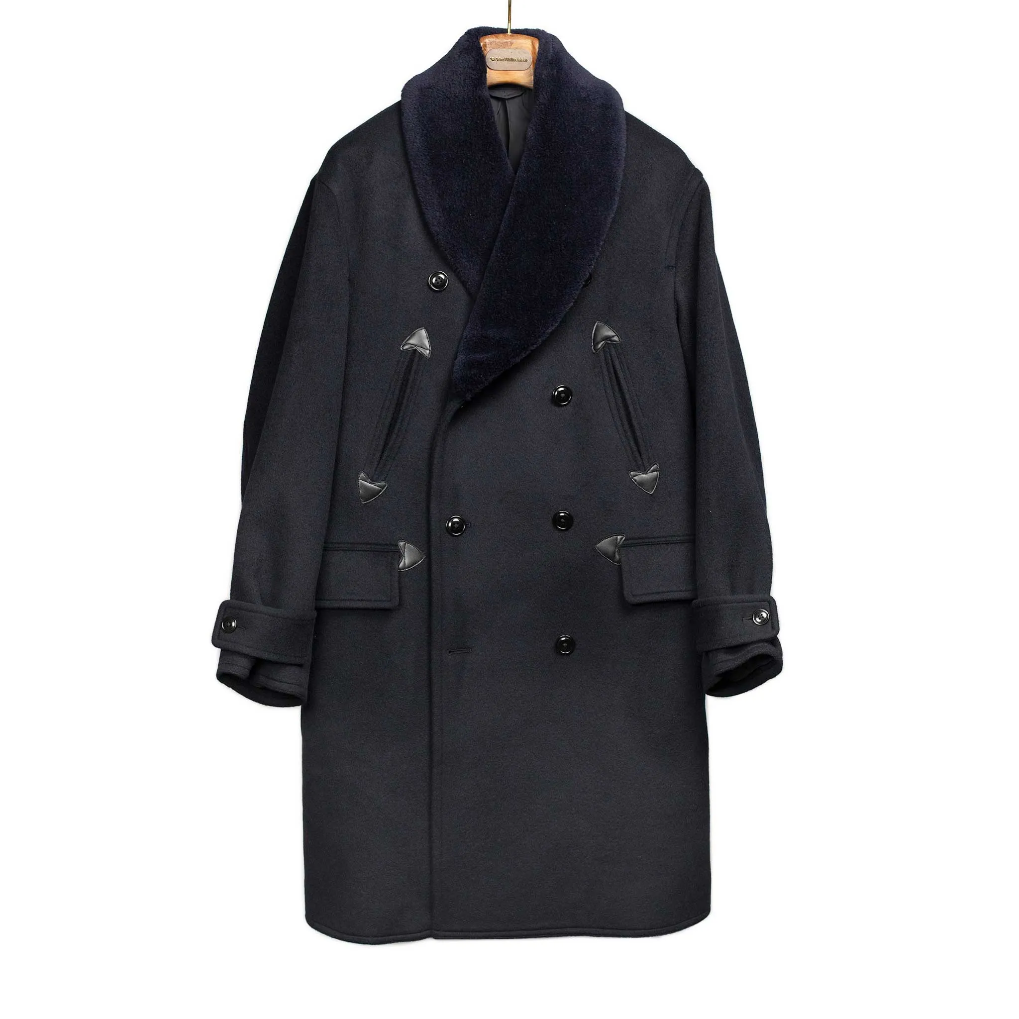 Beaver Mackinaw coat in navy wool