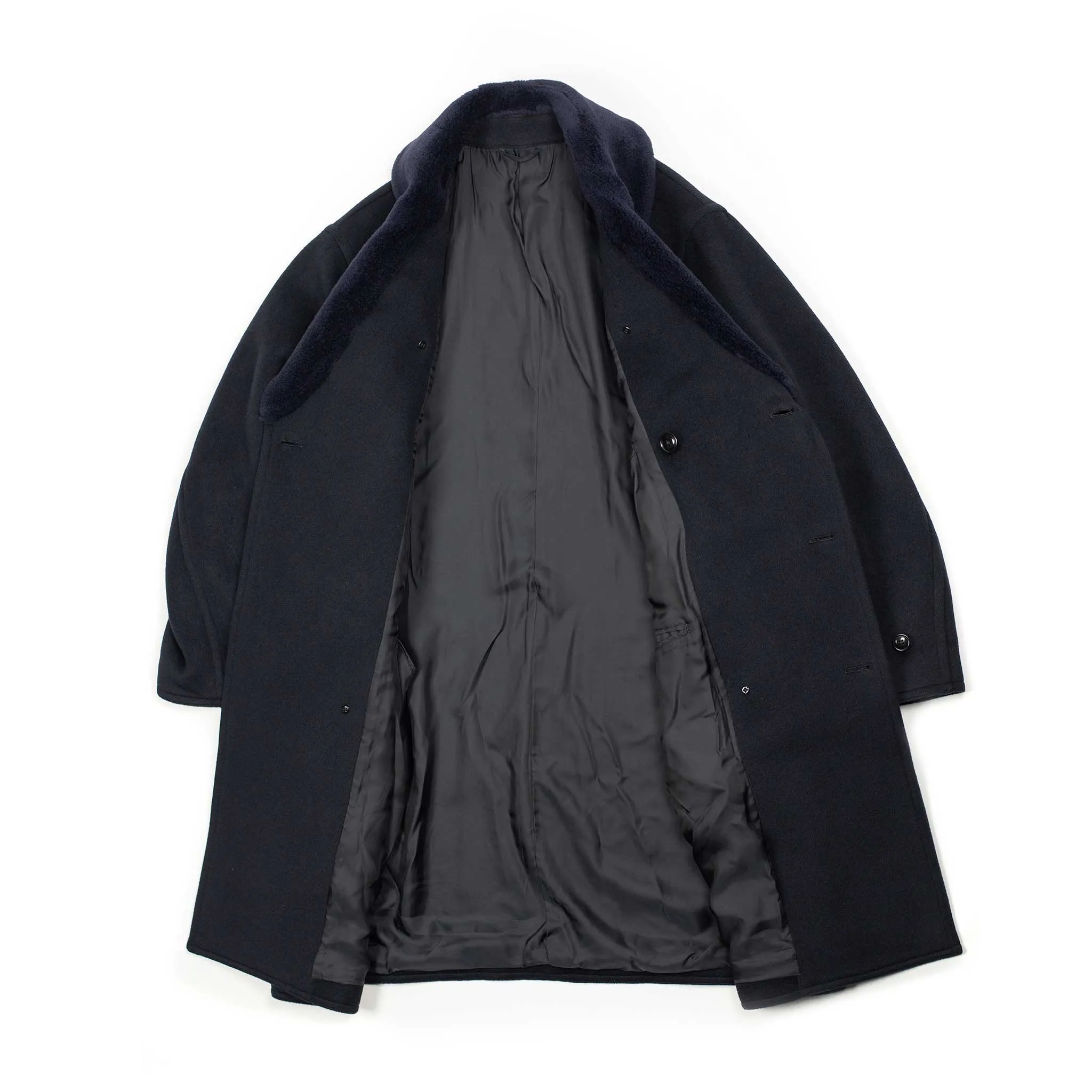 Beaver Mackinaw coat in navy wool