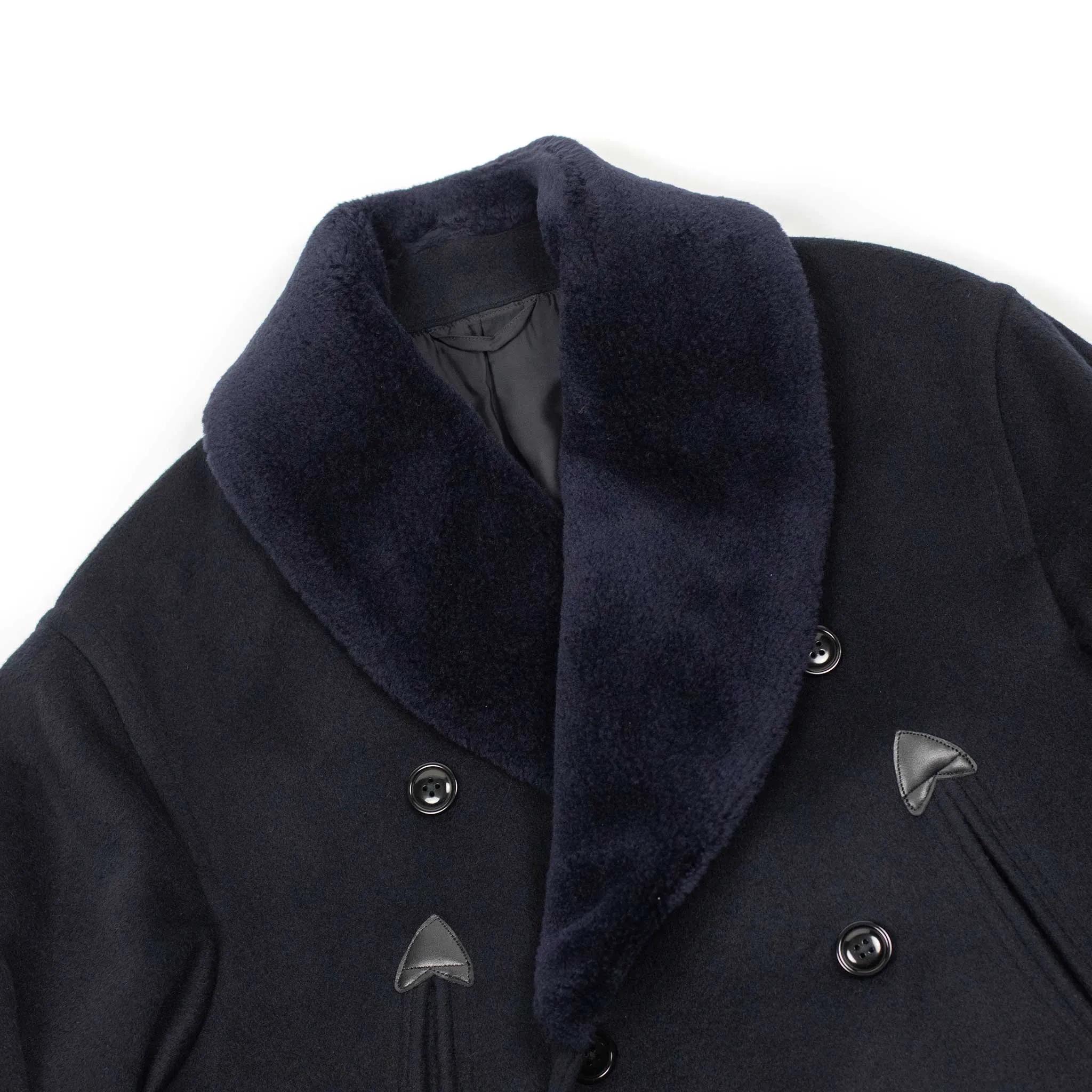 Beaver Mackinaw coat in navy wool