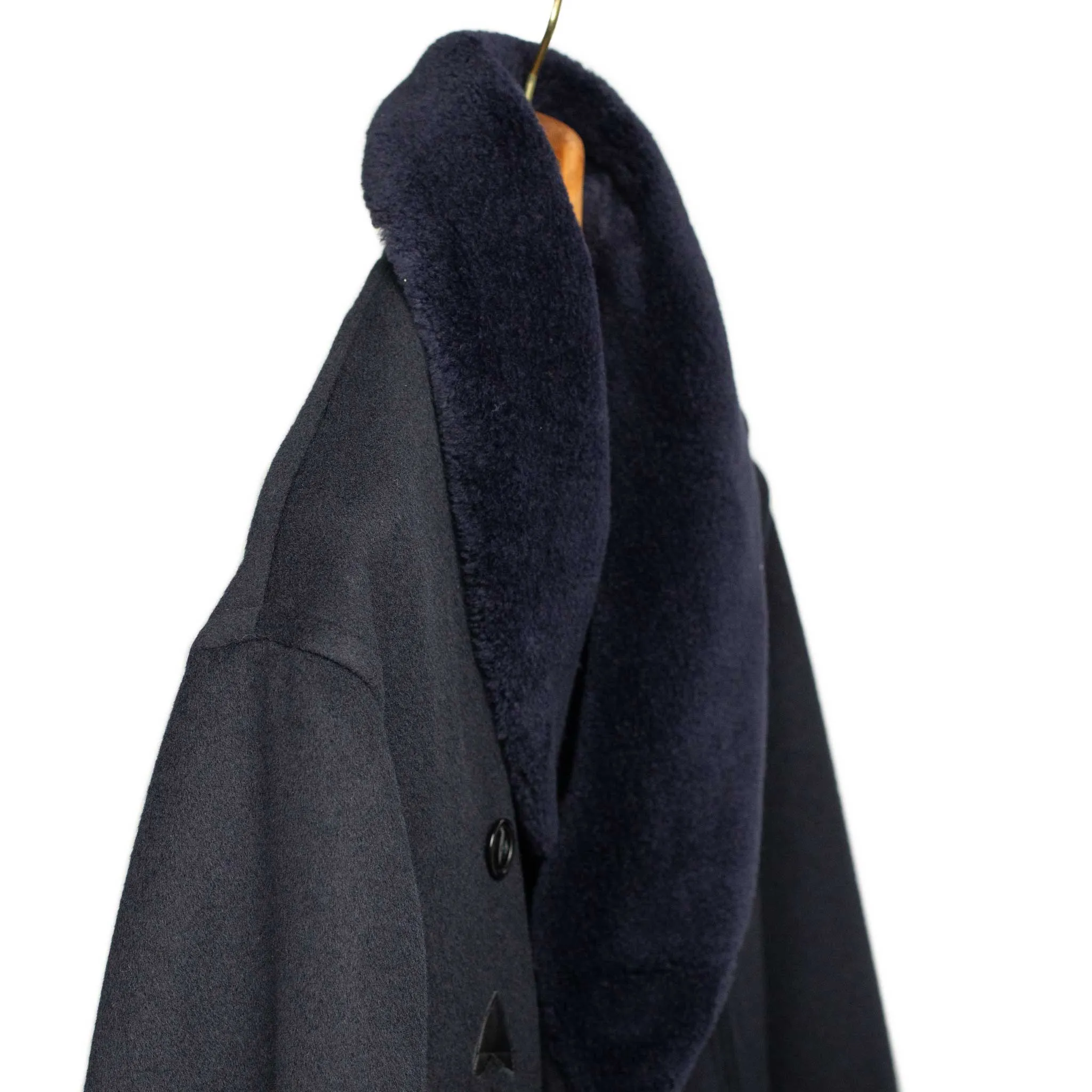 Beaver Mackinaw coat in navy wool