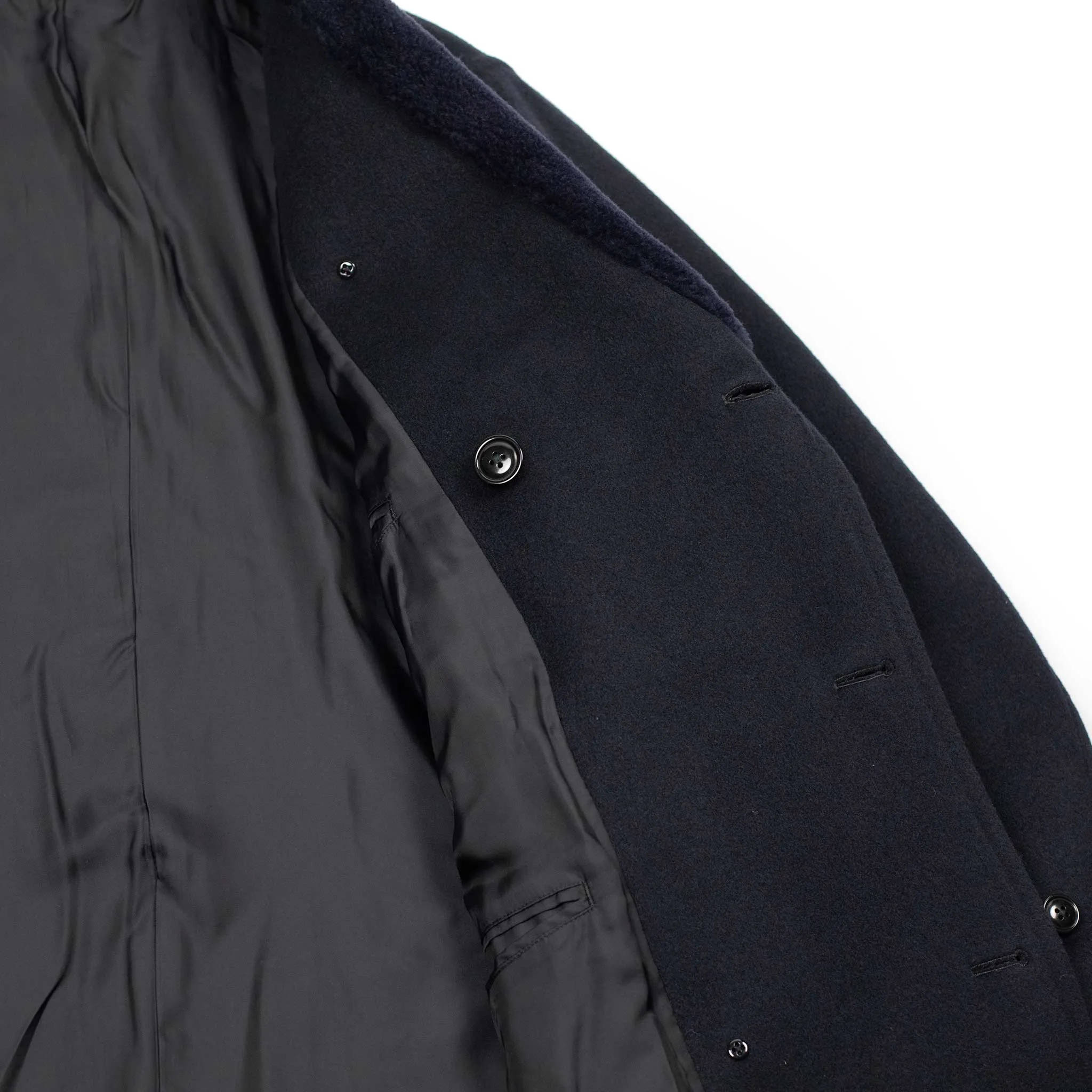 Beaver Mackinaw coat in navy wool