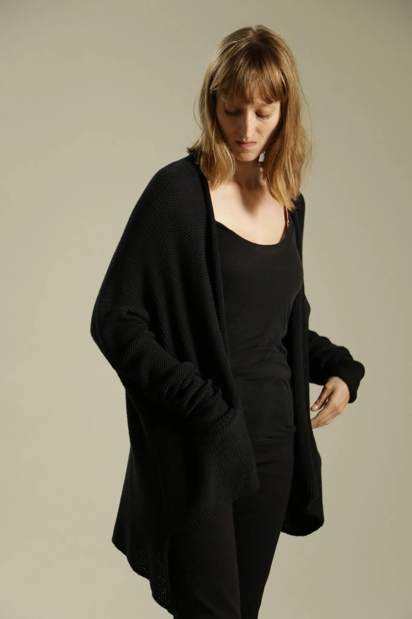 Black Cardigan Soy Sweater - Kisim