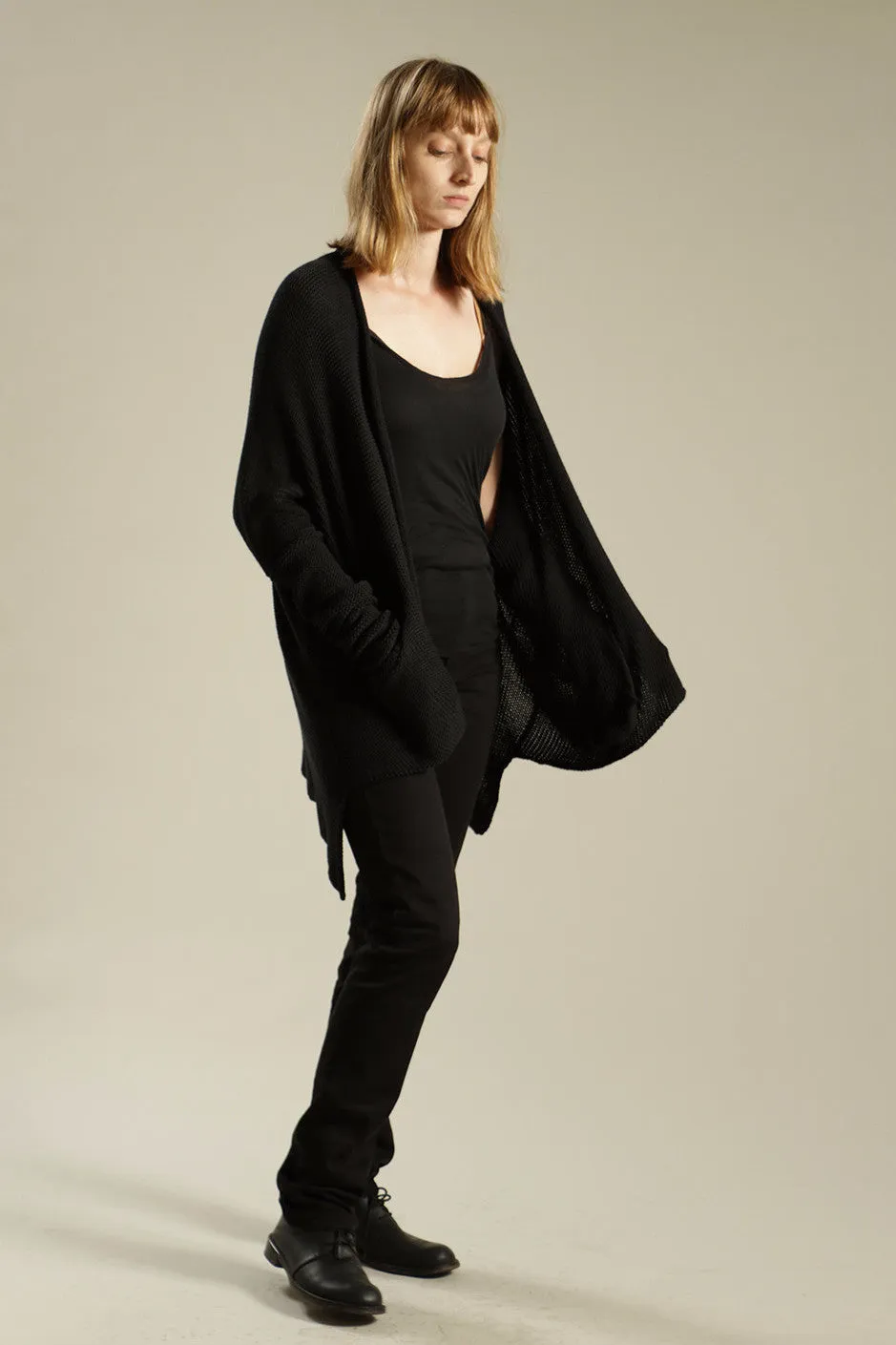 Black Cardigan Soy Sweater - Kisim