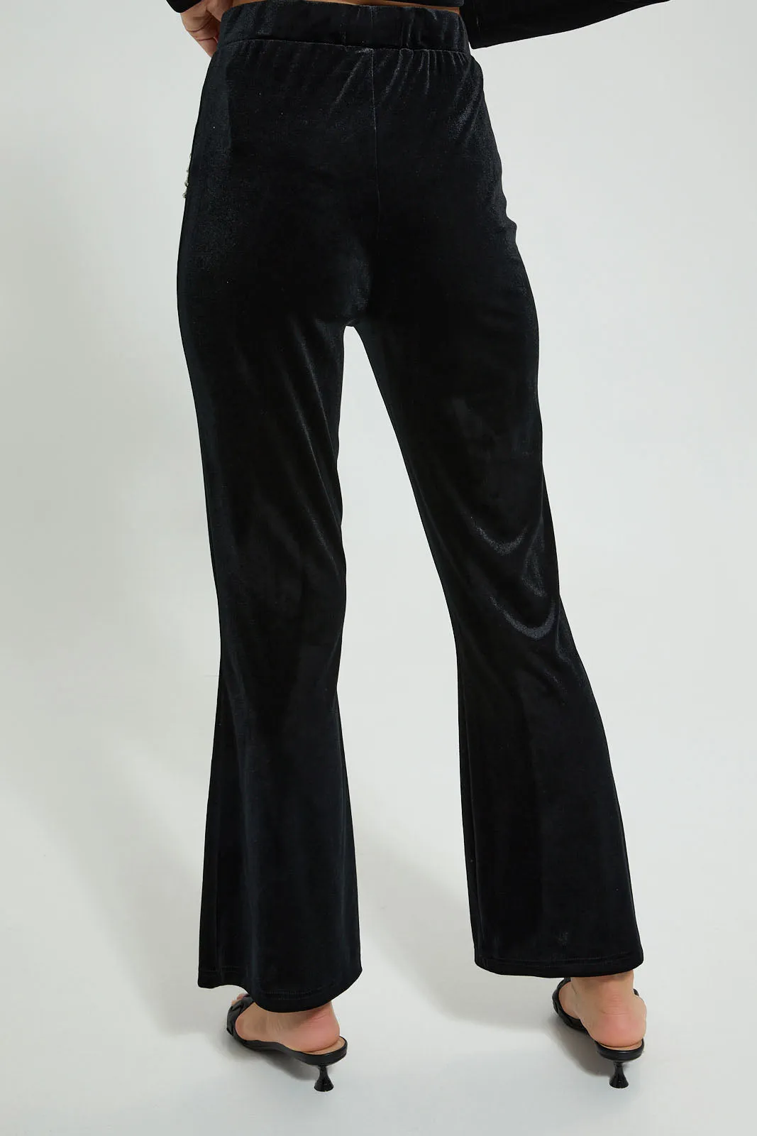 Black Trim Detail Wide Leg Trouser