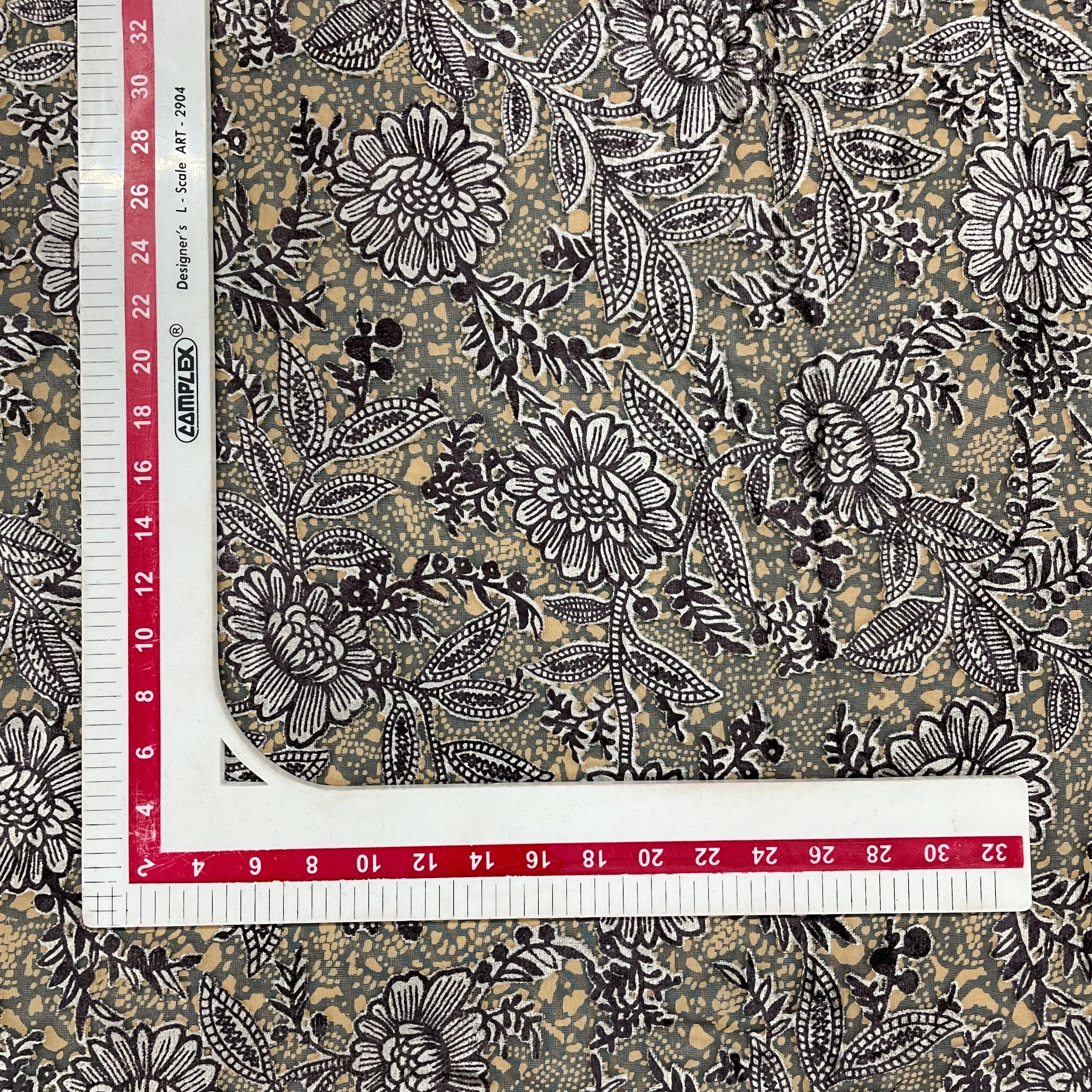 Brown Floral Print Brasso Velvet Fabric