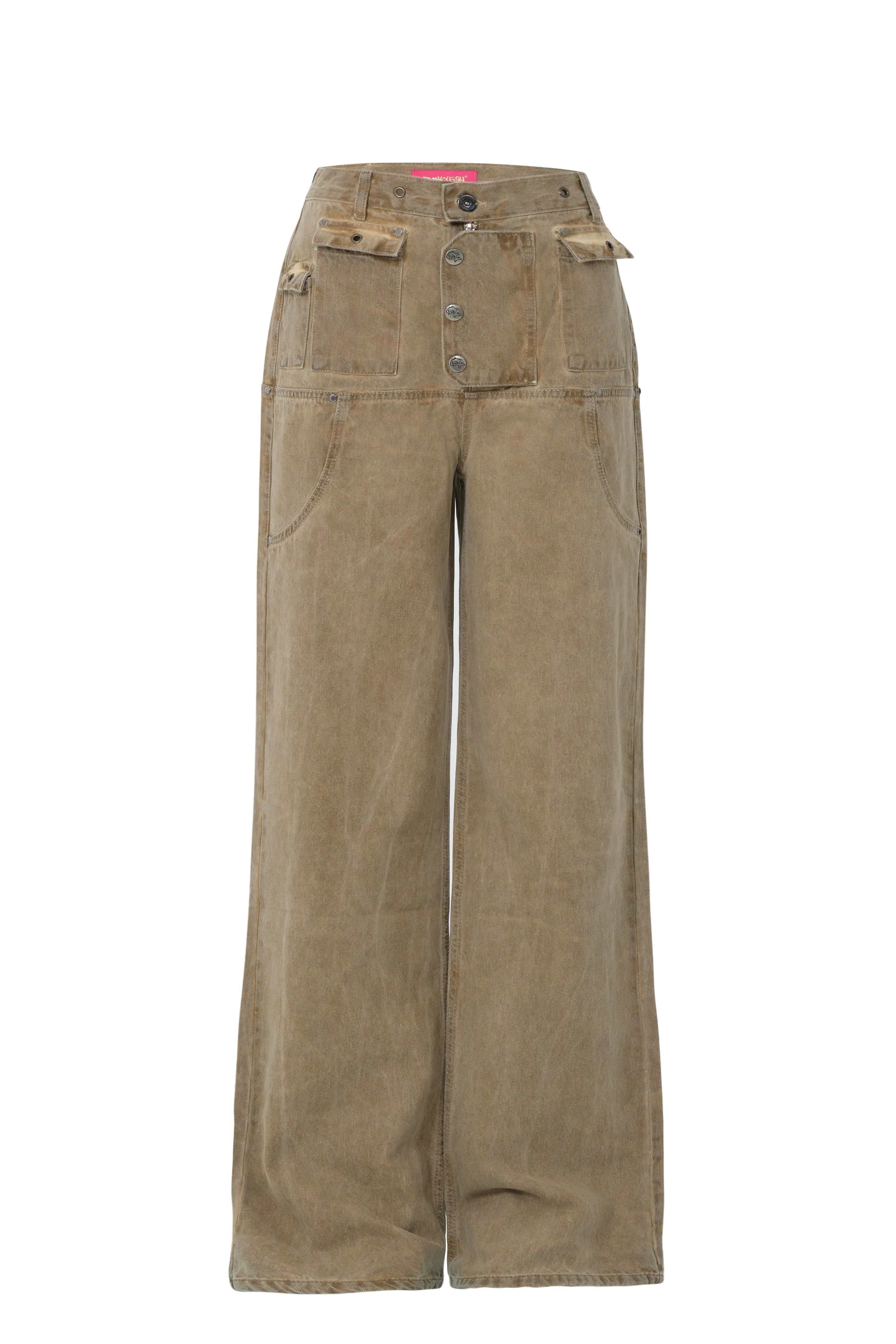 Brown Wide-Leg High-Rise Jeans