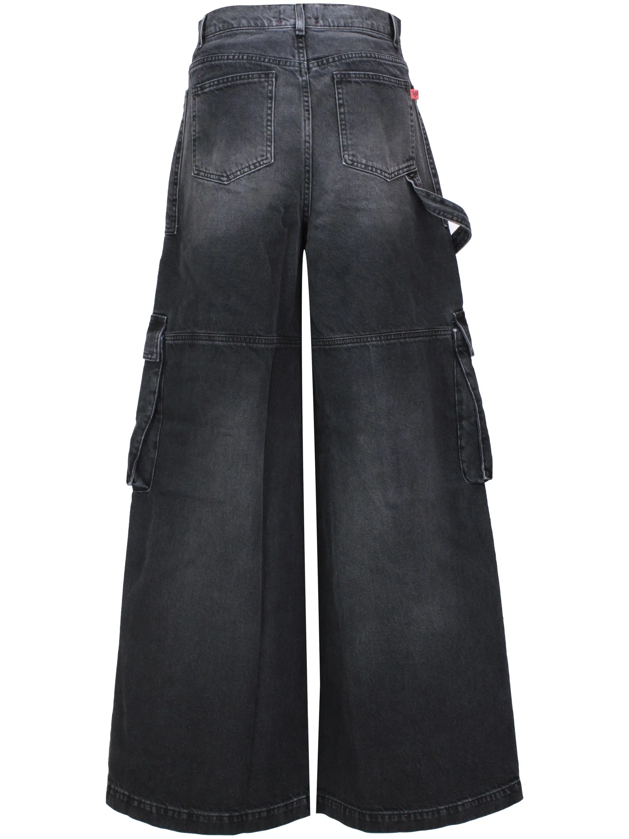 Cargo Trousers in Black Denim