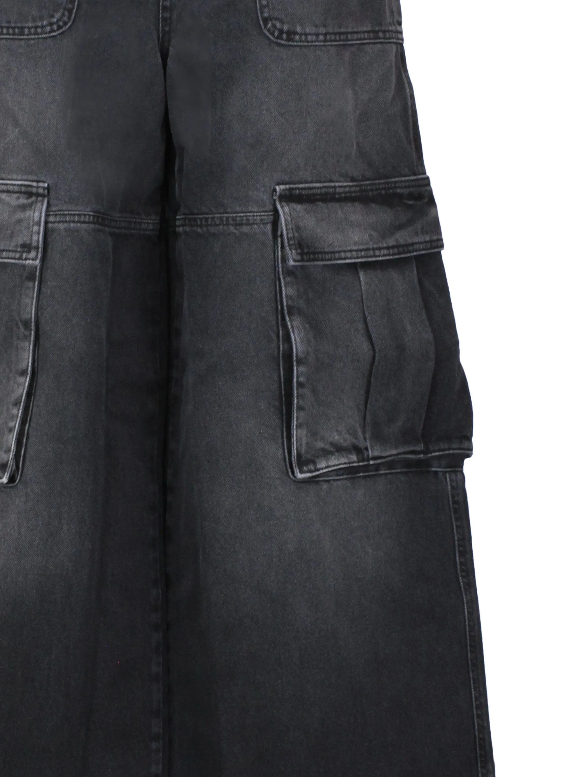 Cargo Trousers in Black Denim