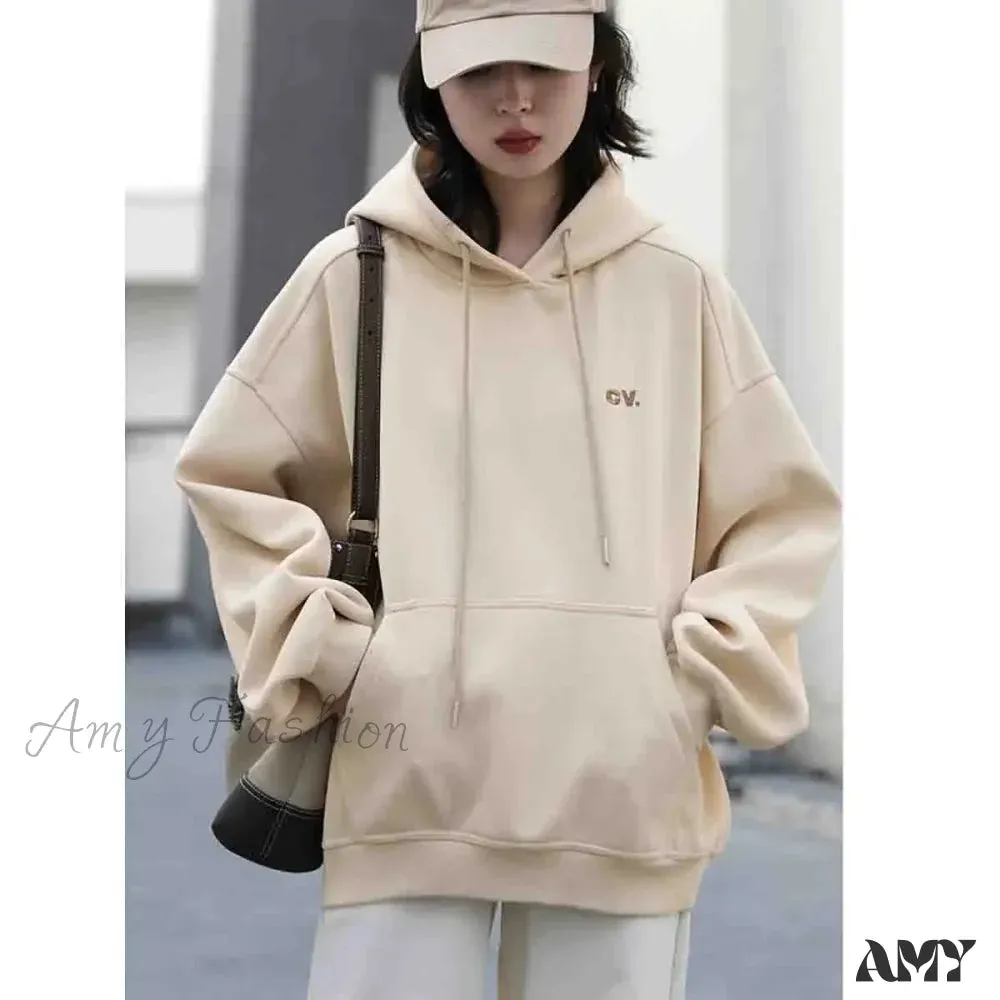 Casual Hooded Plush Loose Warm Cozy Trendy Stylish Elegant Hoodies