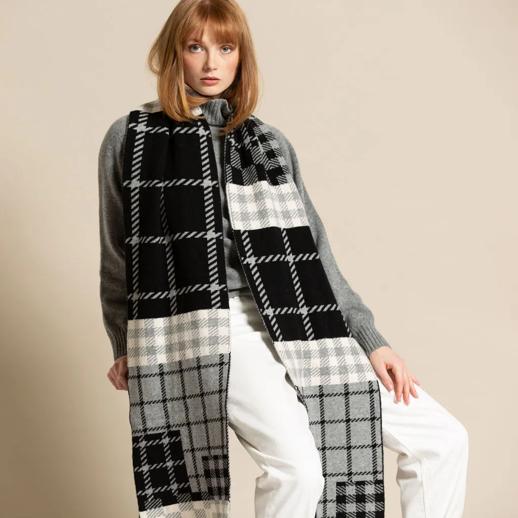 CHECK PATCH BLANKET SCARF MONO