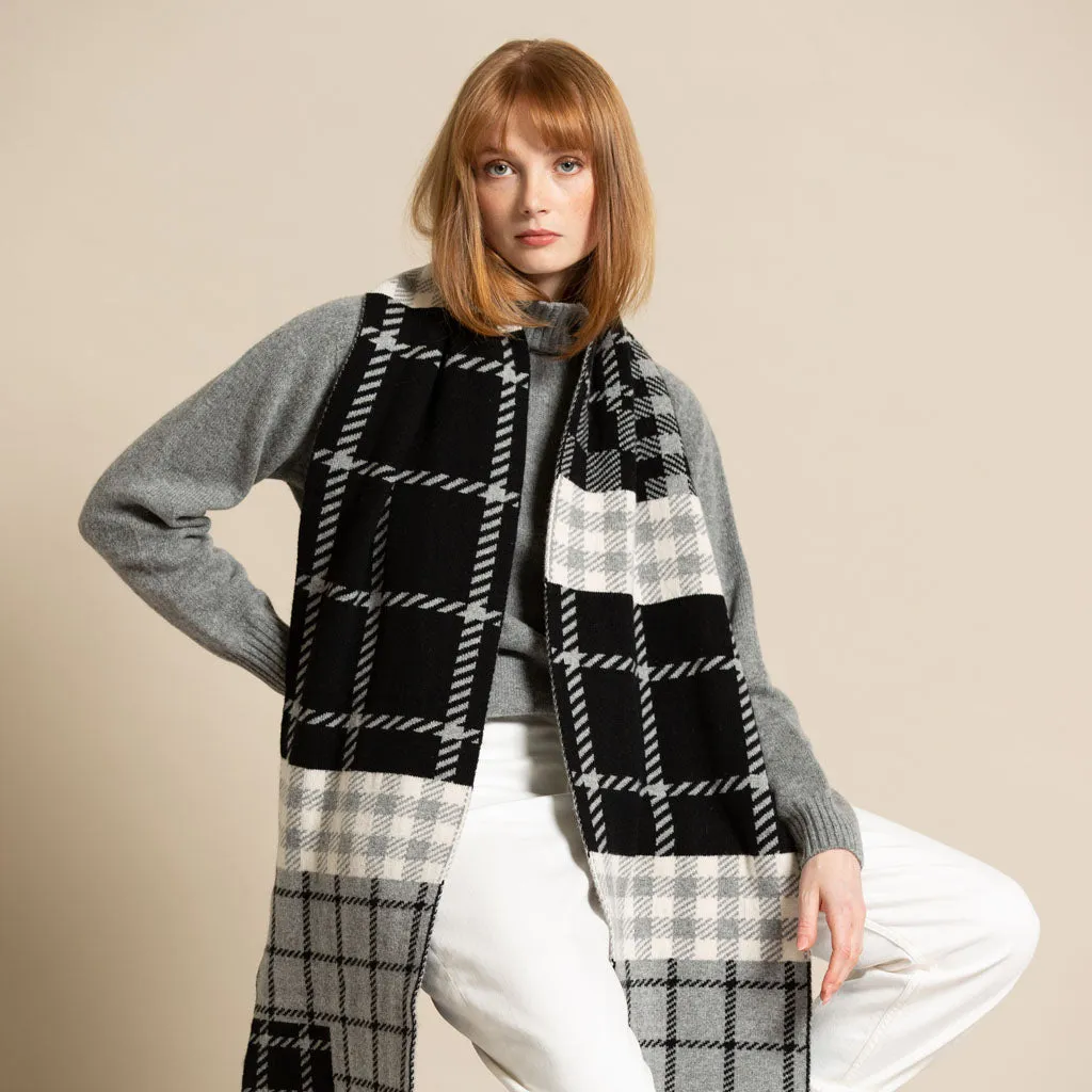 CHECK PATCH BLANKET SCARF MONO