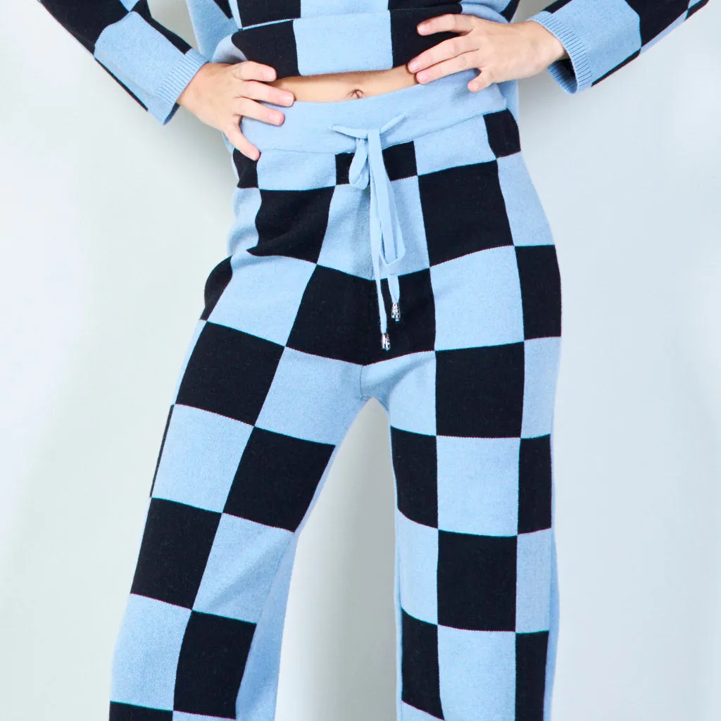 Checkered wide-leg knit pants wholesale