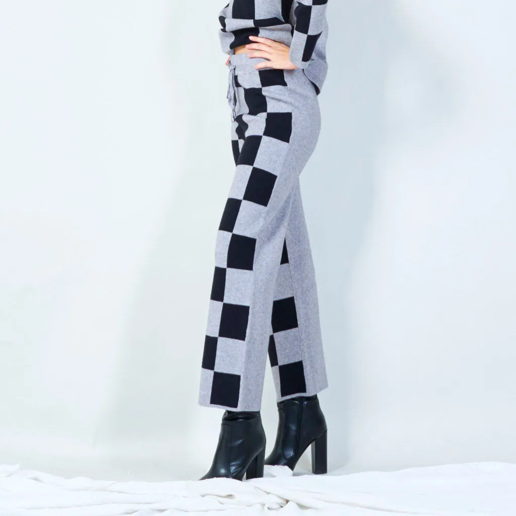 Checkered wide-leg knit pants wholesale