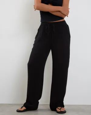 Cisa Wide Leg Trouser in Crinkle Black