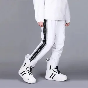 Classical Black & White Snow Pants Reflective Warm Winter Trousers