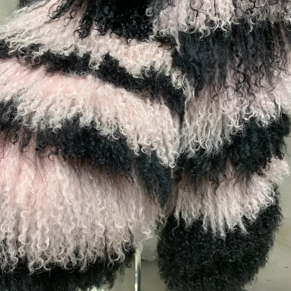 Couture Mongolian Curly Shearling Coat