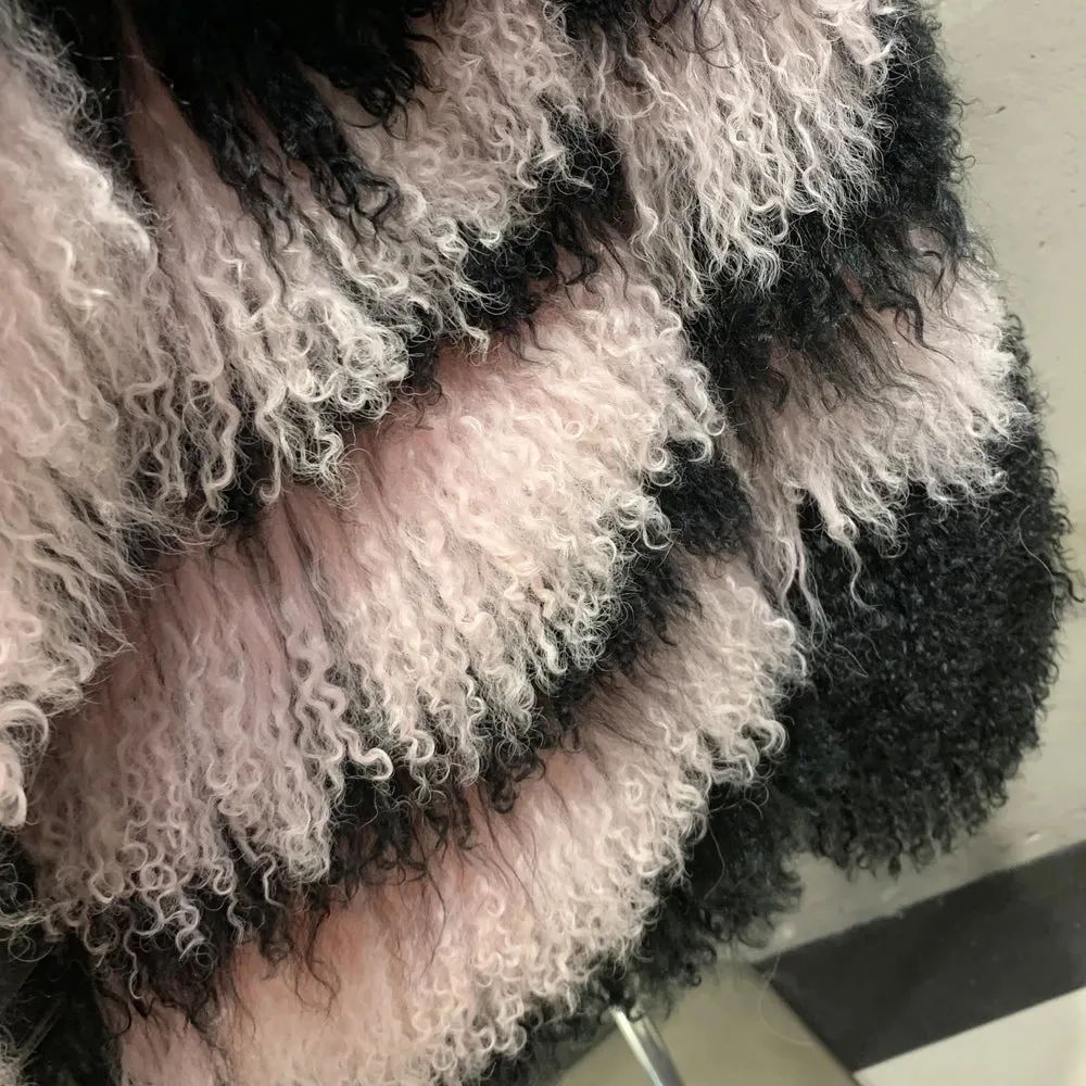 Couture Mongolian Curly Shearling Coat