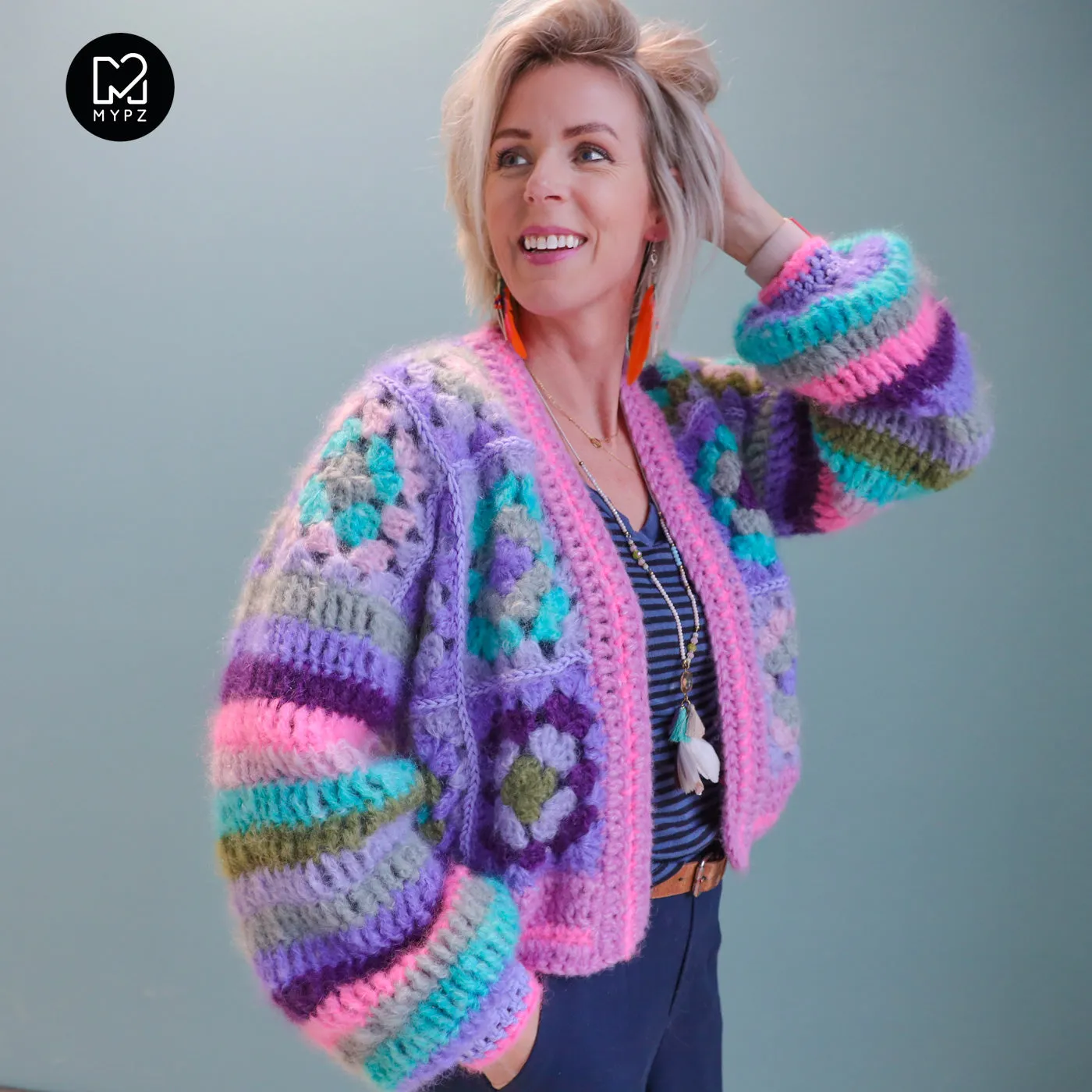 Crochet kit - MYPZ Granny mohair cardigan Purple Candy (ENG-NL-DE)