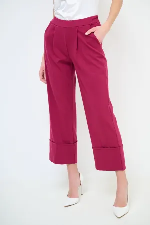 Cropped wide leg cuffed trousers wholesale