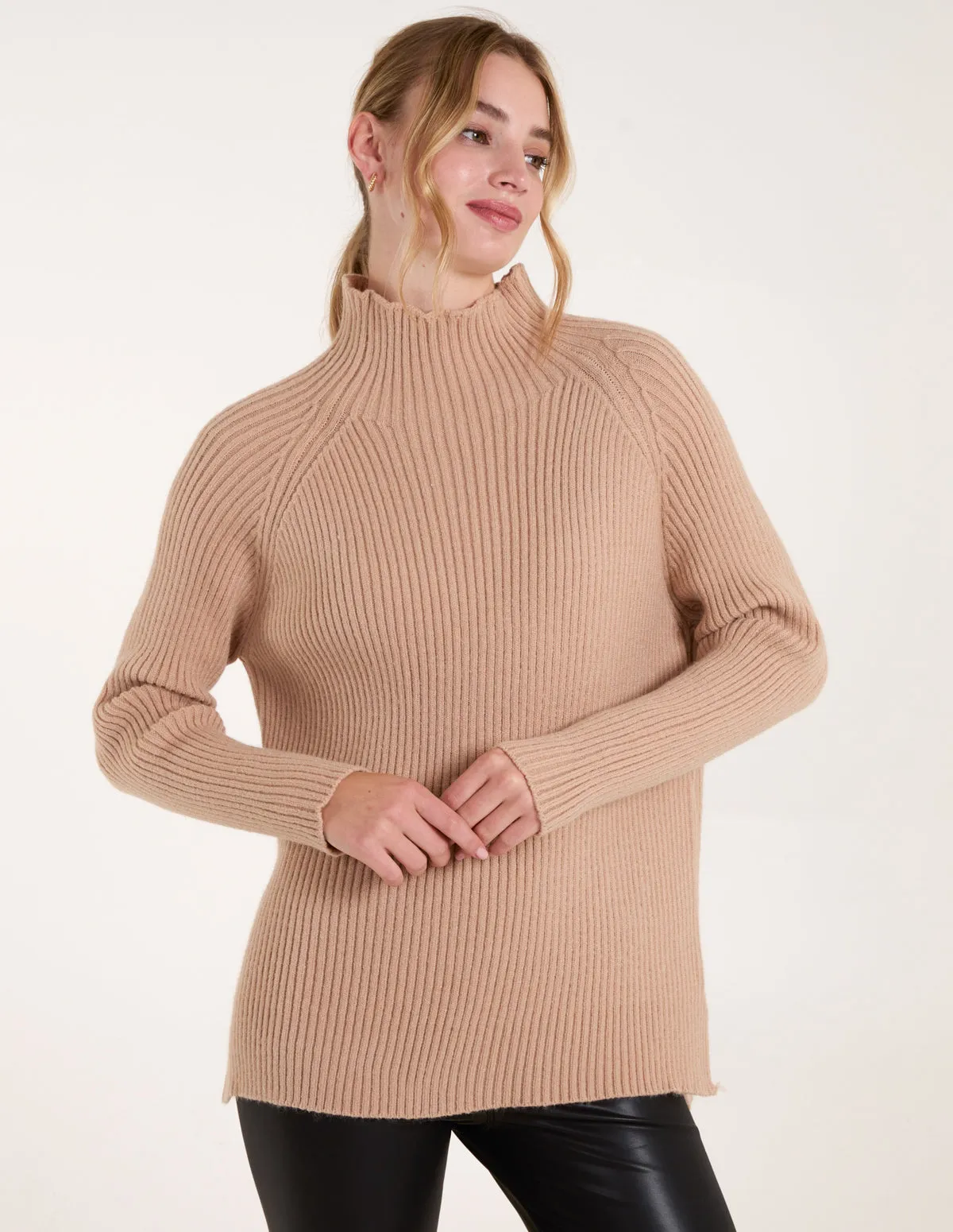 Double Hem Detail High Neck Jumper