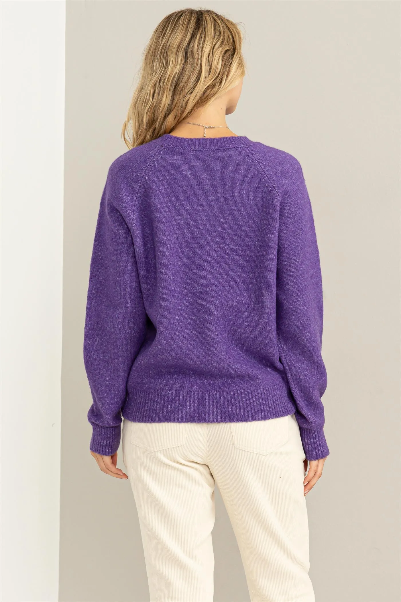 DZ23F209-Raglan Long Sleeve Sweater