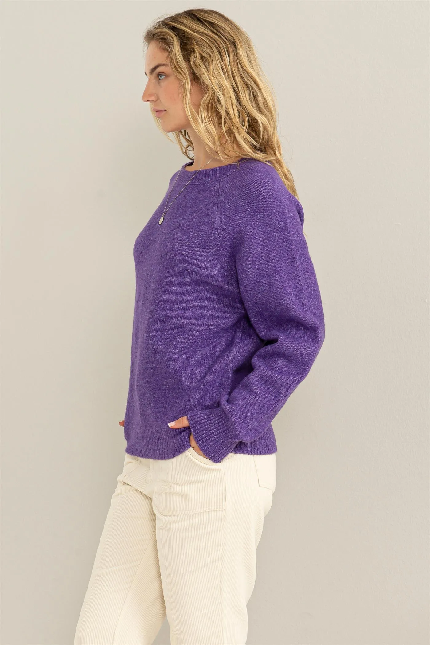 DZ23F209-Raglan Long Sleeve Sweater