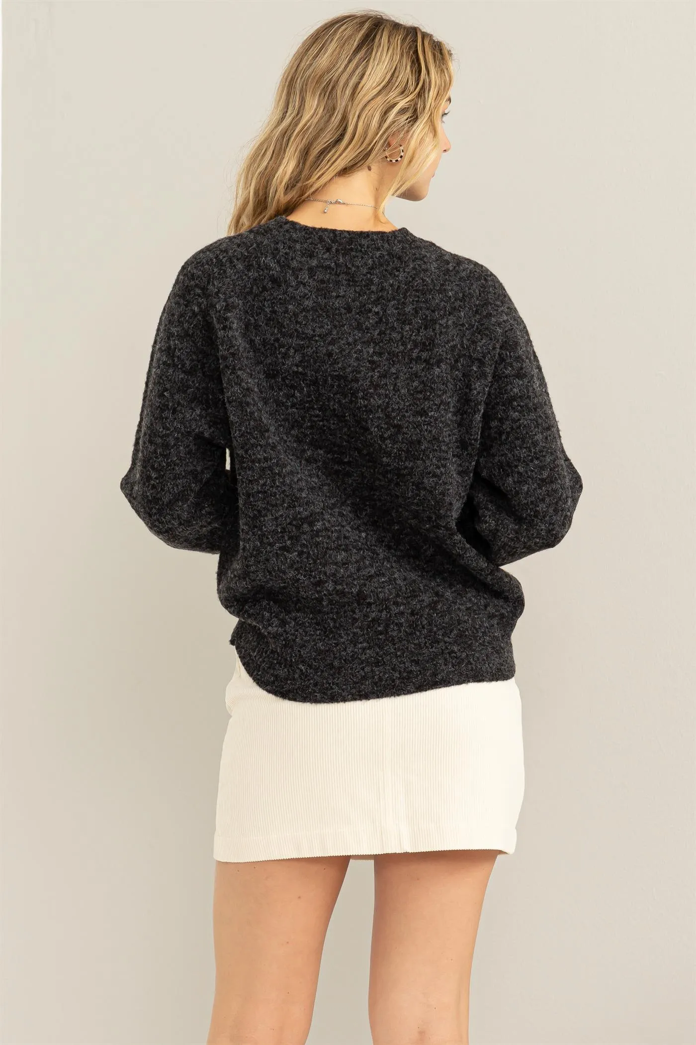 DZ23F209-Raglan Long Sleeve Sweater