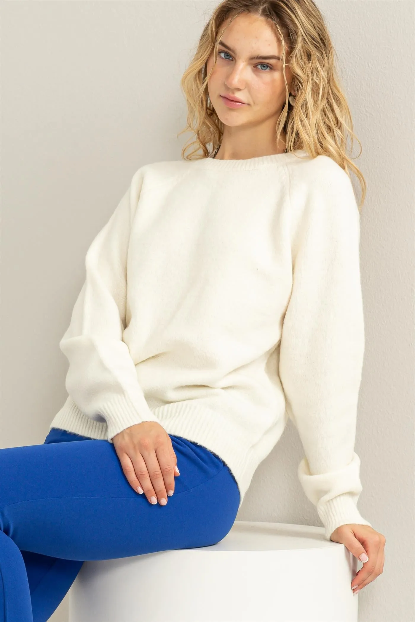 DZ23F209-Raglan Long Sleeve Sweater