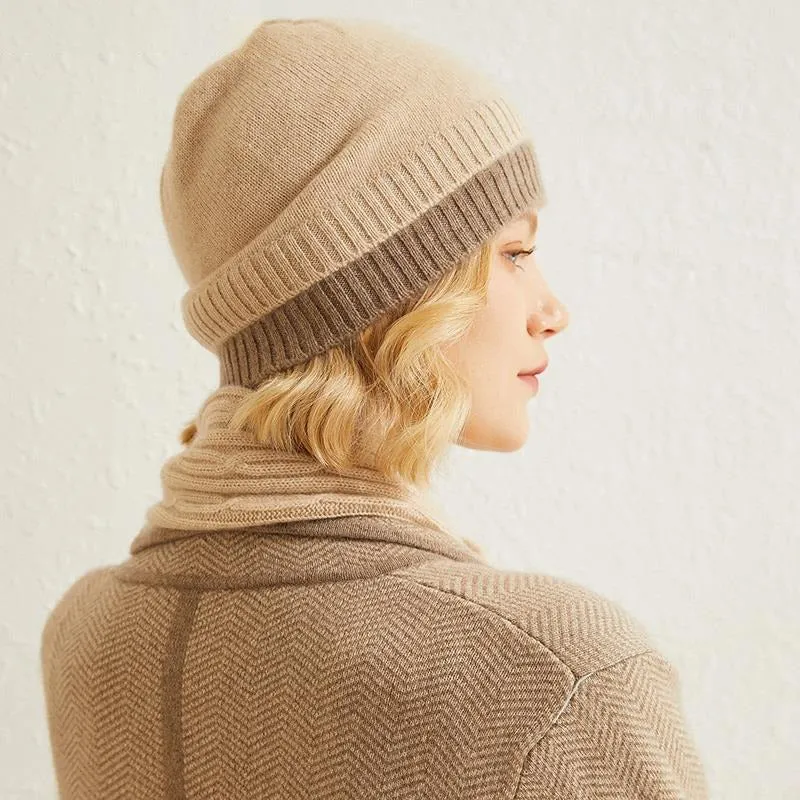 Elastic Two-Tone Winter Fashion Knitted Bonnet Hats