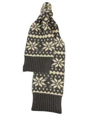 Eli Fairisle Knitted Scarf in Grey