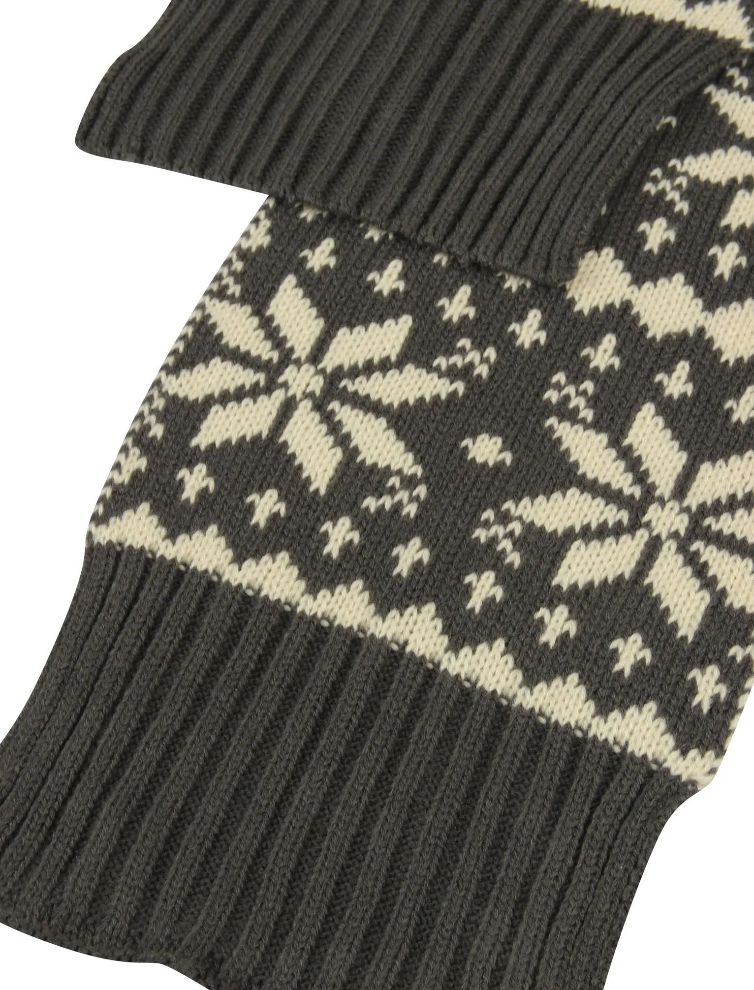 Eli Fairisle Knitted Scarf in Grey