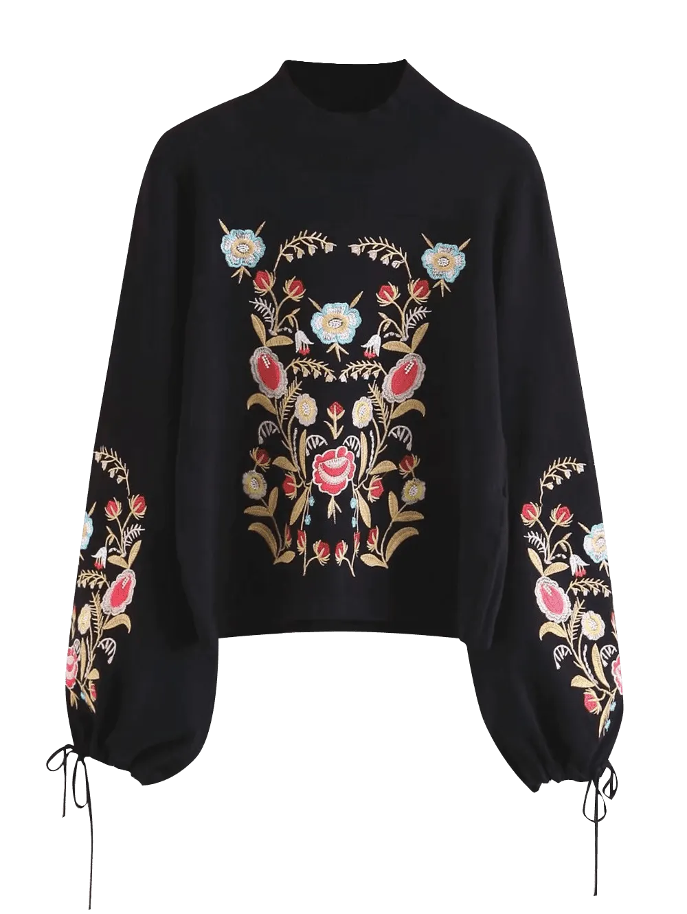 Floral Printed High Neck Pullover Sweaters for Women 9421