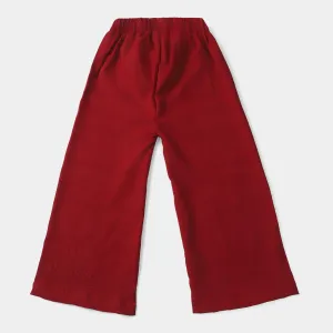 Girls Cotton Pant Seer Sucker-Red