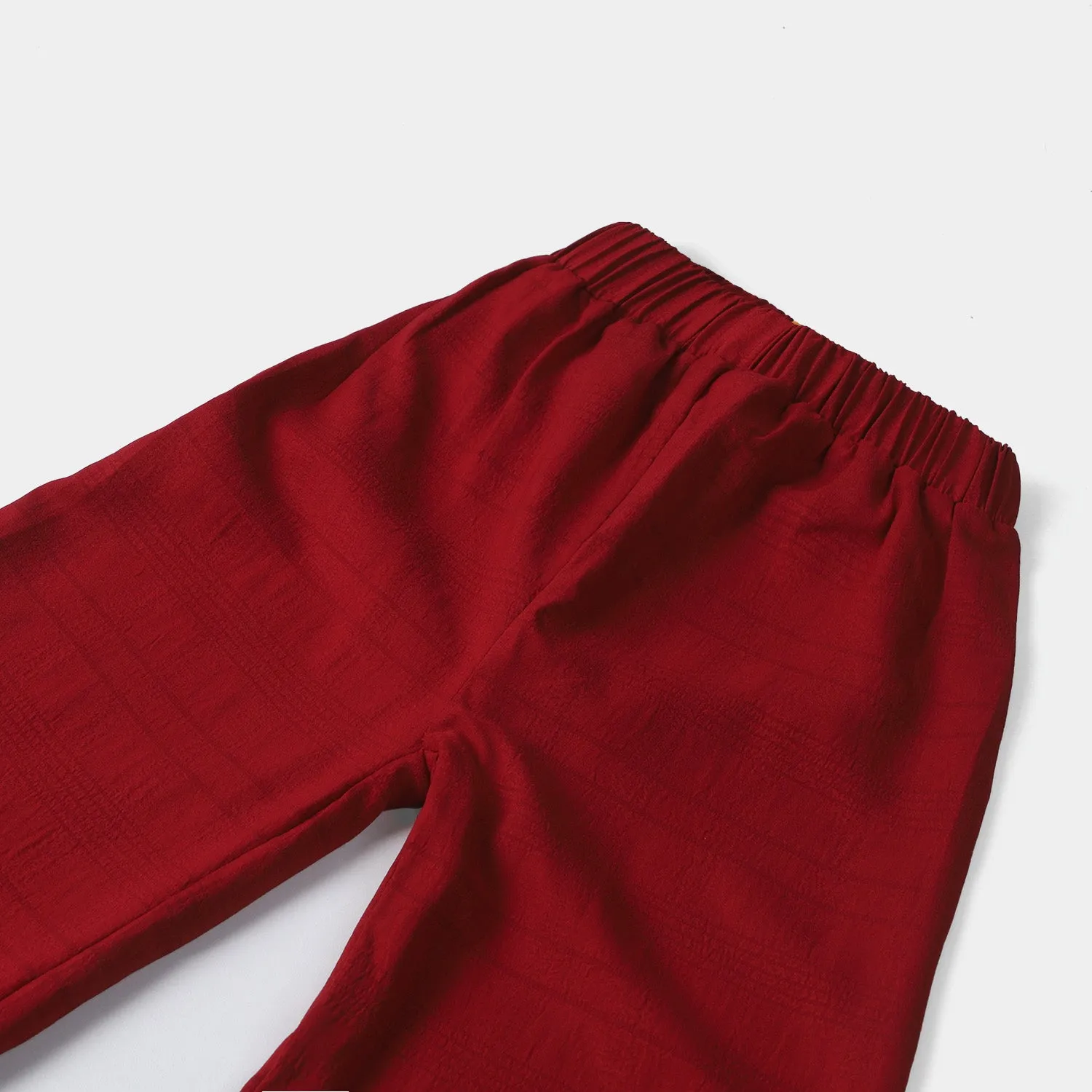 Girls Cotton Pant Seer Sucker-Red