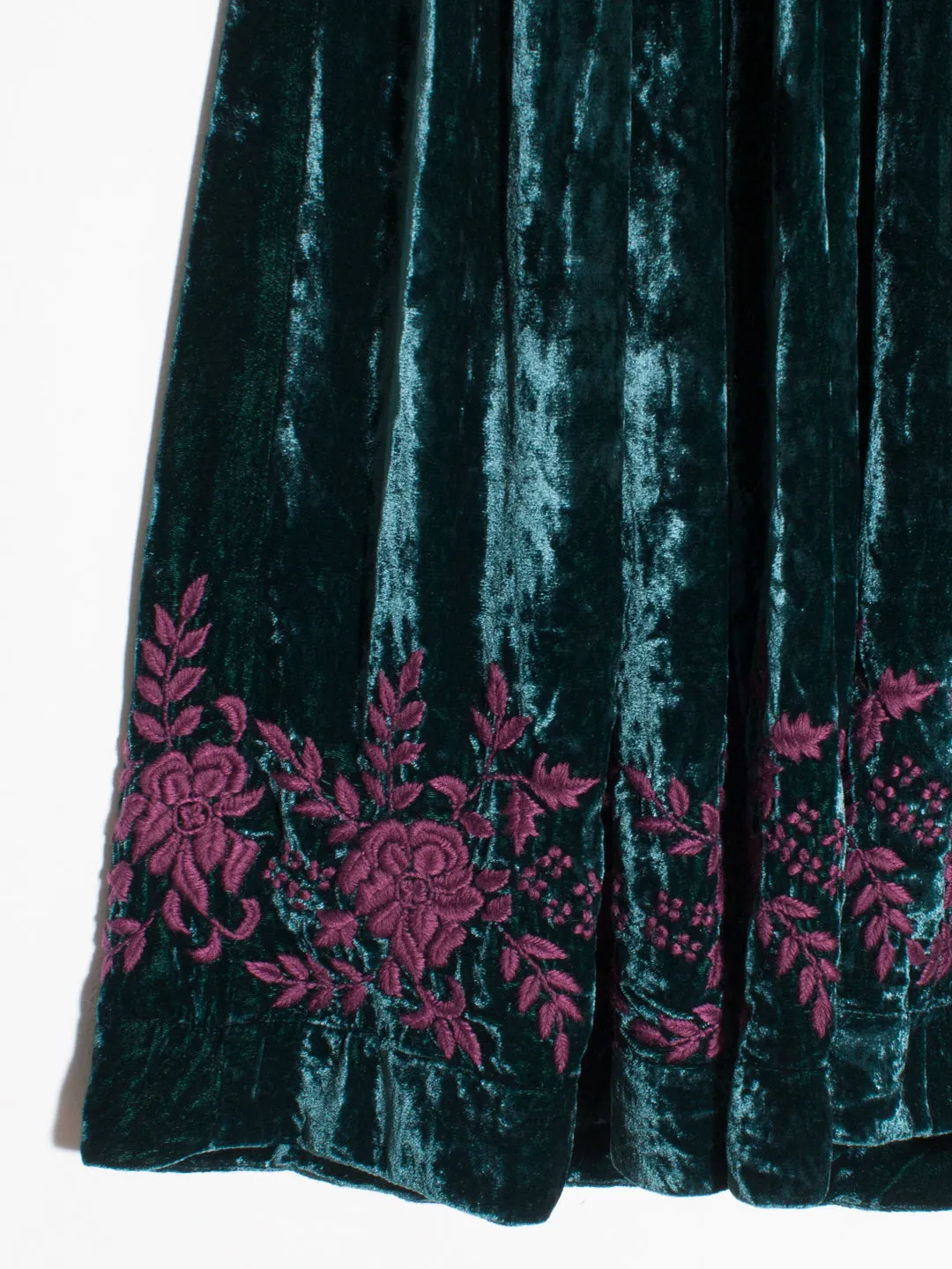 Indian silk velvet embroidered skirt