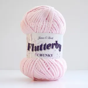 James C Brett Flutterby Chunky - B2 Baby Pink - 100g Chenille Plush