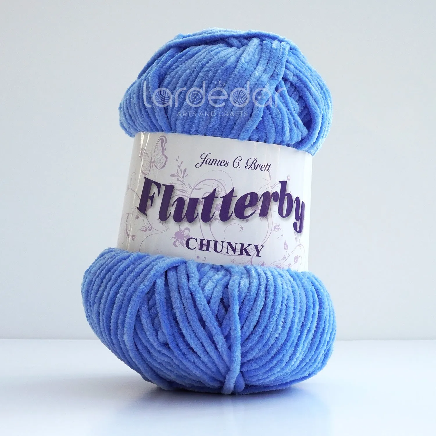 James C Brett Flutterby Chunky - B20 Sky Blue - 100g Chenille Plush