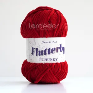 James C Brett Flutterby Chunky - B31 - Red - 100g  Chenille Plush