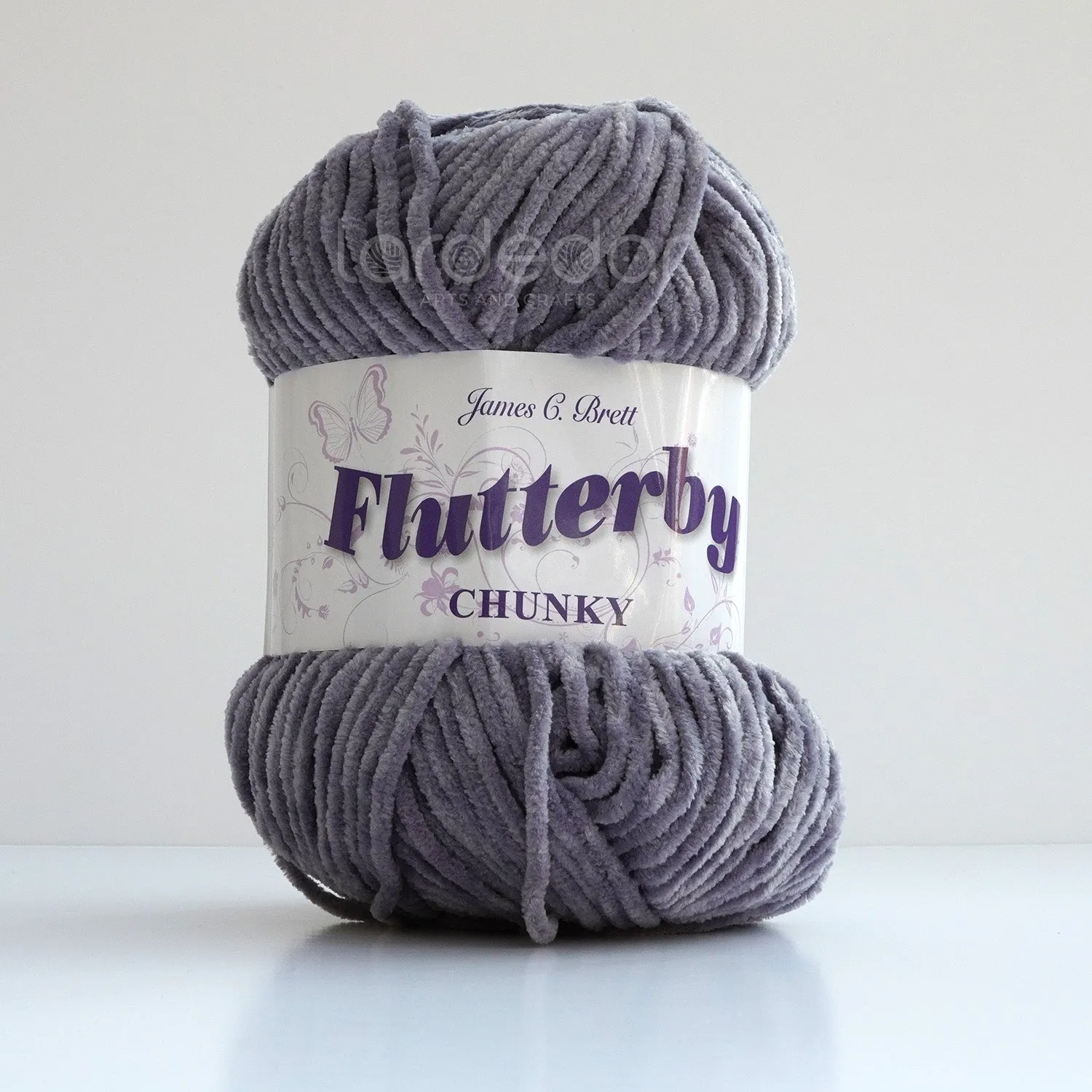 James C Brett Flutterby Chunky - B33 - Pewter - 100g Chenille Plush