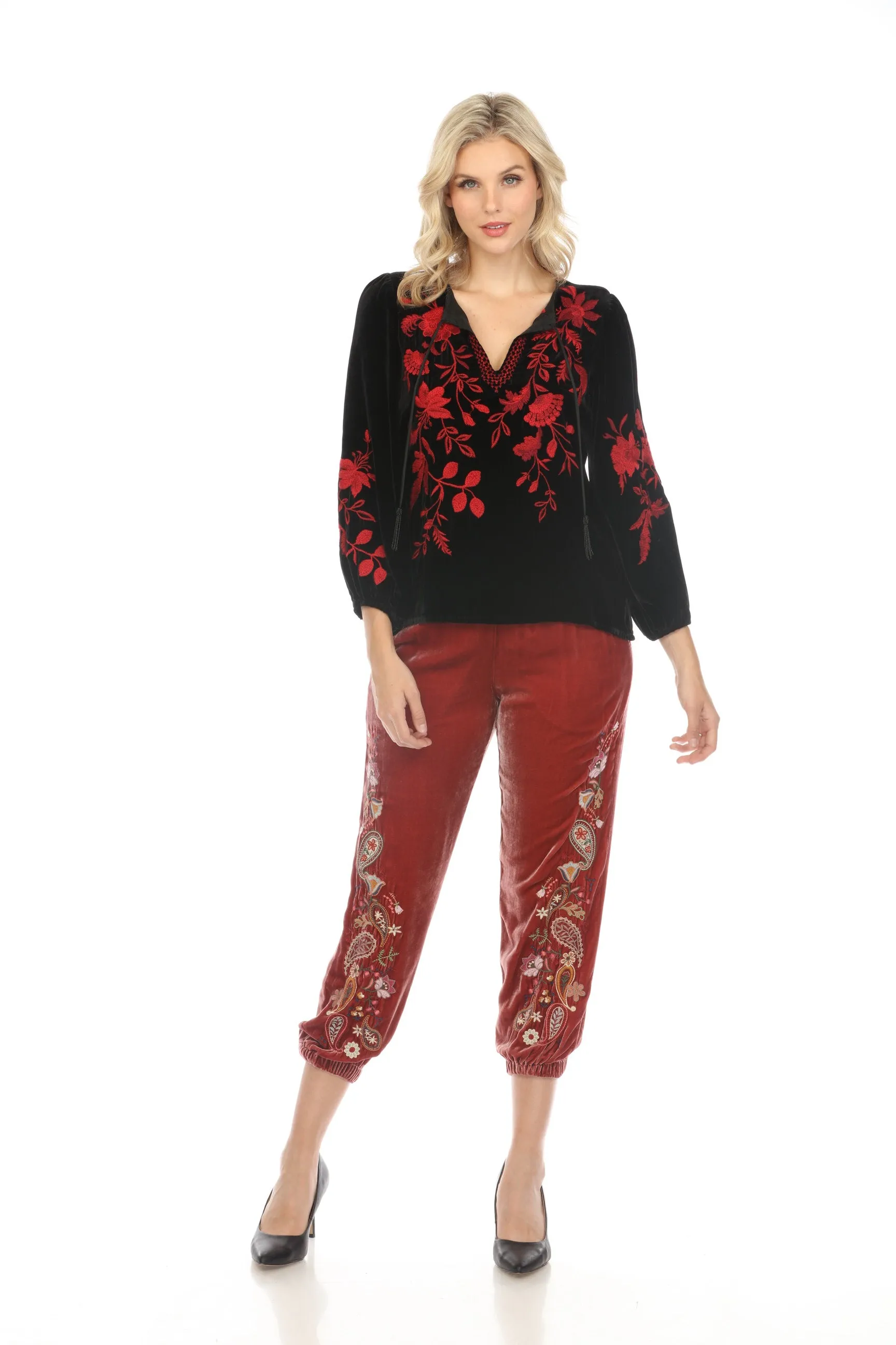 Johnny Was JWLA Junie Velvet Relaxed Blouse Boho Chic J12623-O