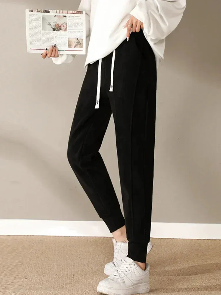 Korean Style Slimming Velvet Thermal Sweatpants