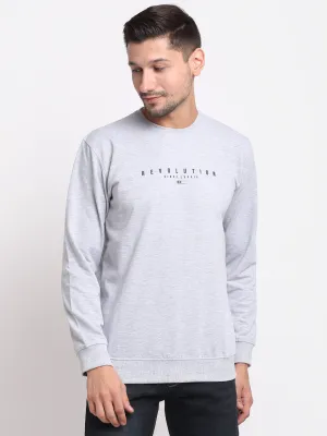 Men Round Neck Full Sleeves Grey Melange Casual Sweatshirt