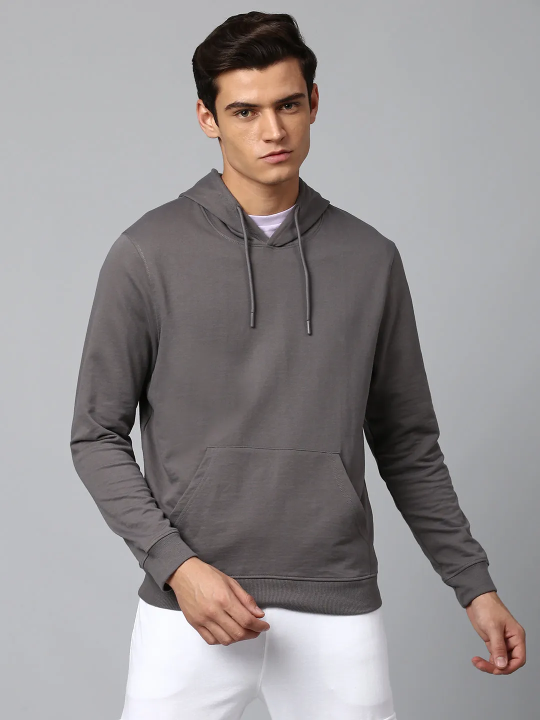 Men's Darkgrey Regular Fit Winterwear Hoodies