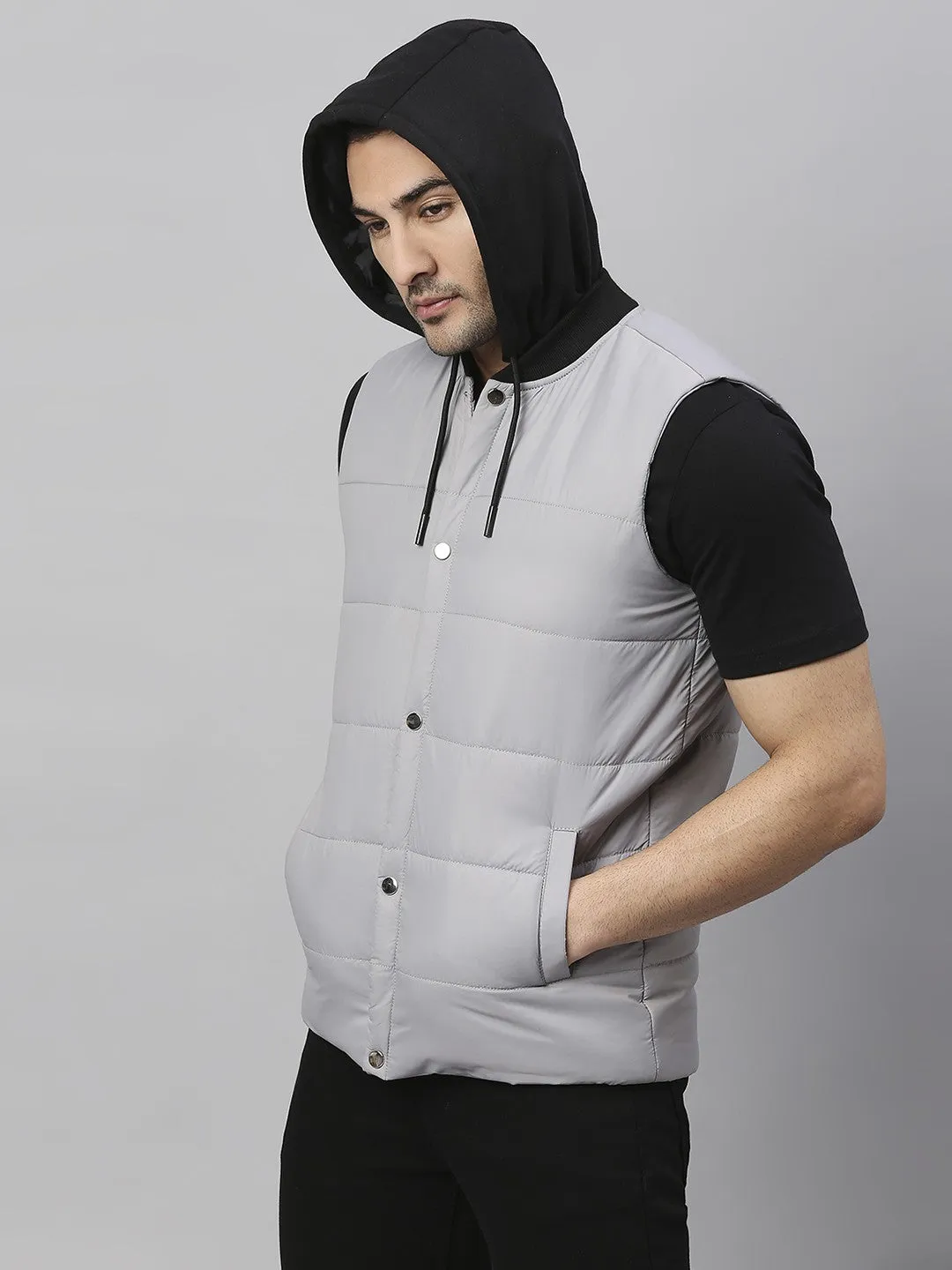 Men's Grey Regular Fit Winterwear Jackets