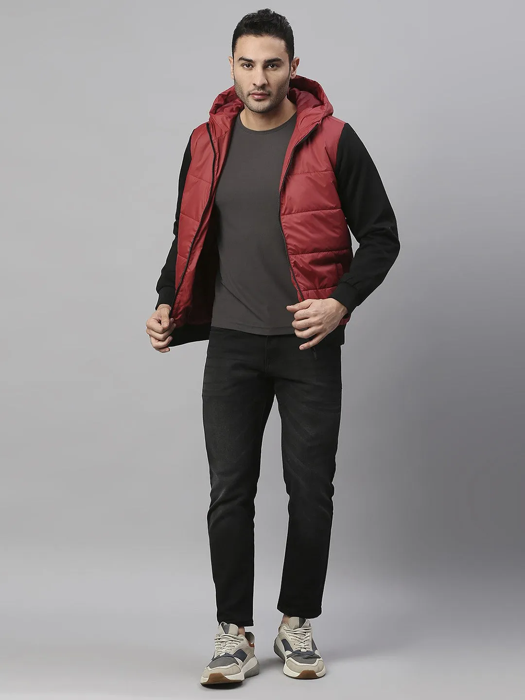 Mens Sleeveless Jacket - Lightweight Casual Winterwear  (Cherry)