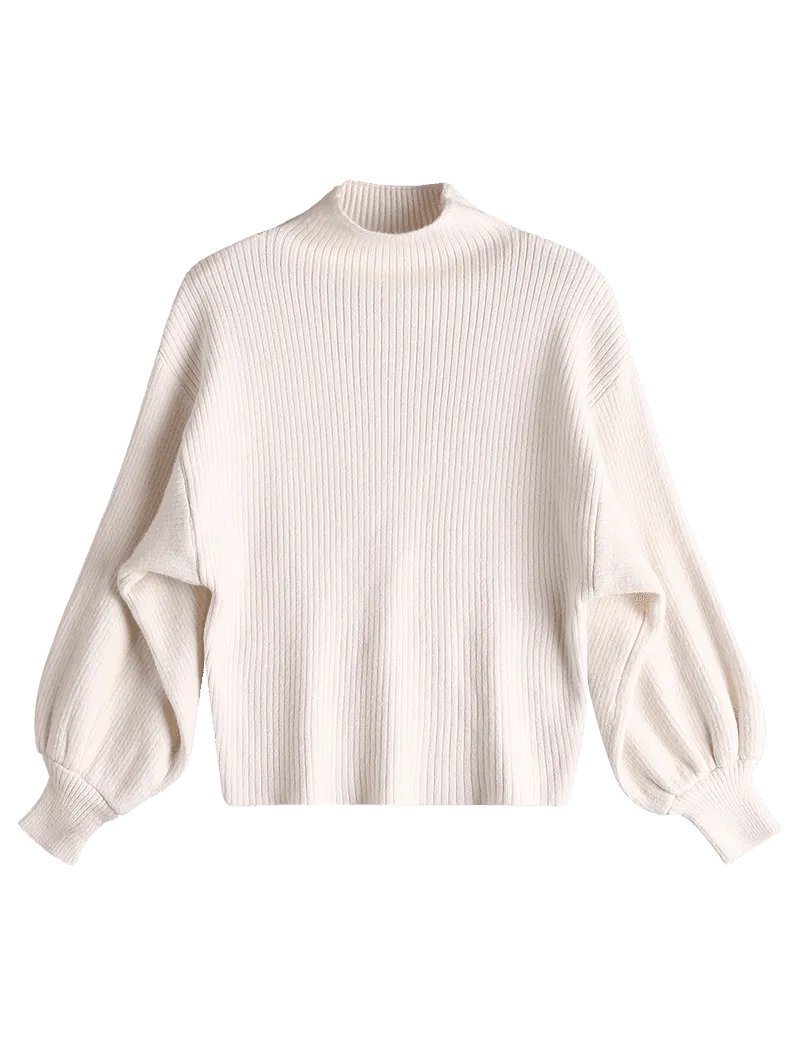 Mock Neck Long Sleeve Woman Bottom Sweater 6696