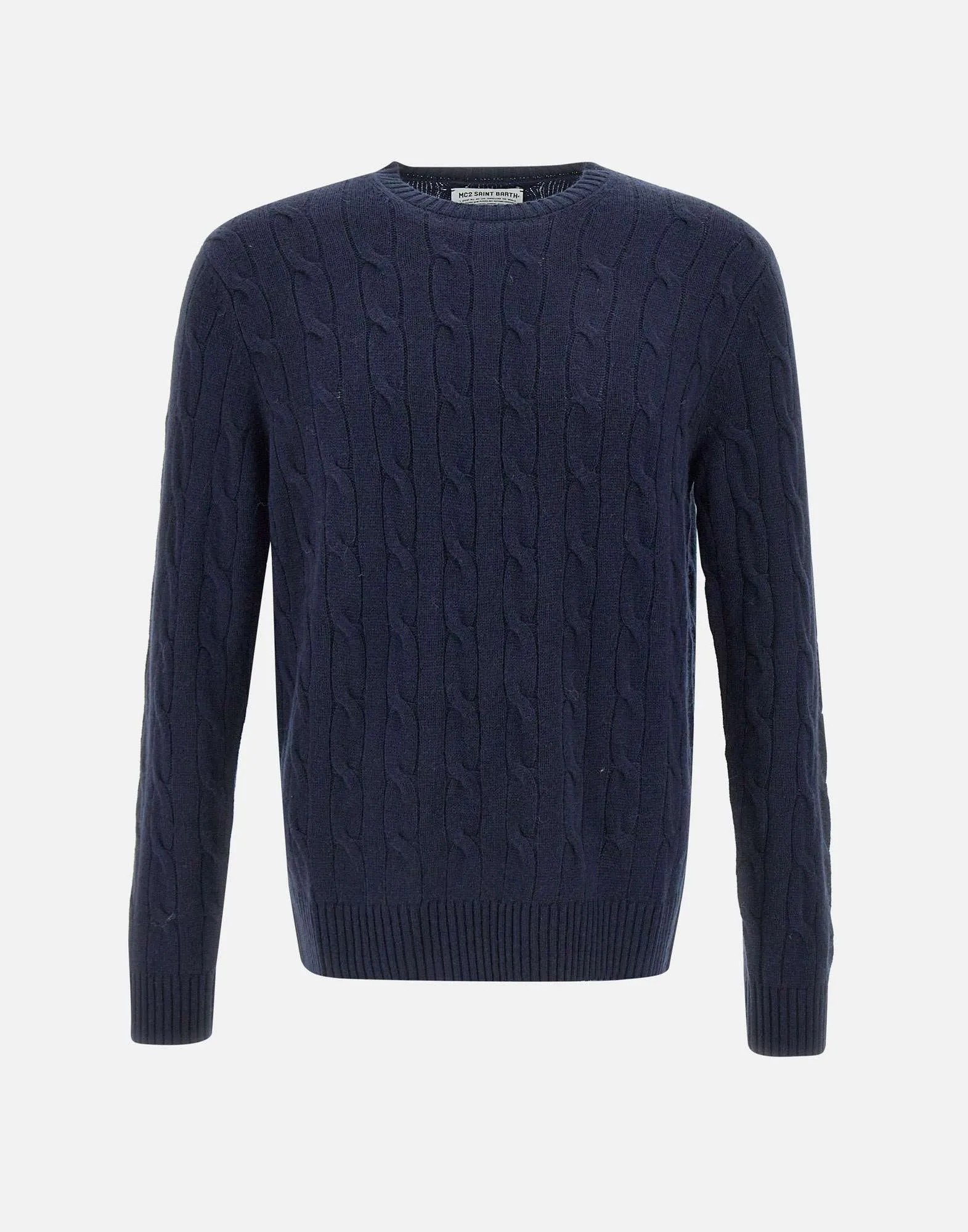 Navy Cable Knit Wool Sweater