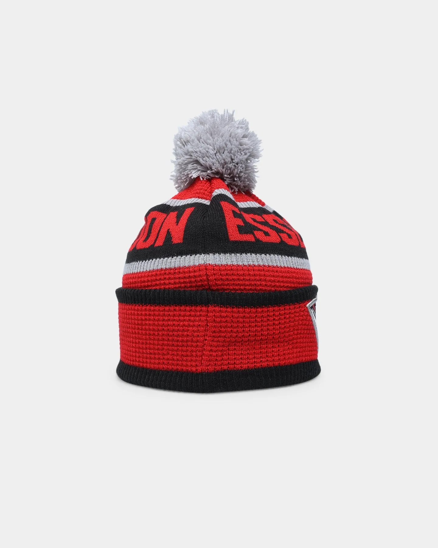 New Era Essendon Bombers AFL Opening Bounce 2022 Pom Waffle Wordmark Beanie Red